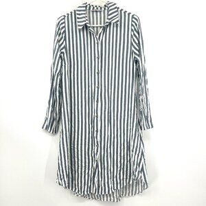 Tavin Gray White 100% Viscose Button Front Shirt Dress Women's 8